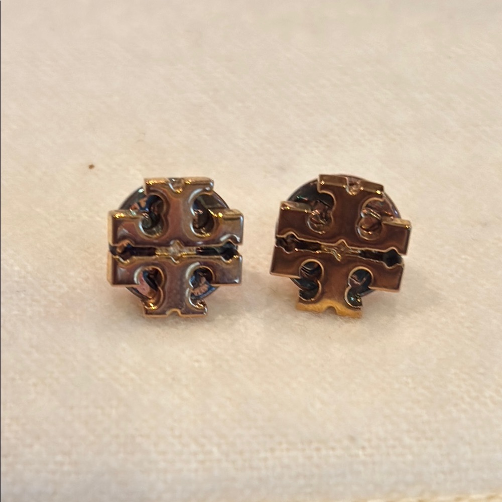 Tory Burch Gold Logo Stud Earrings